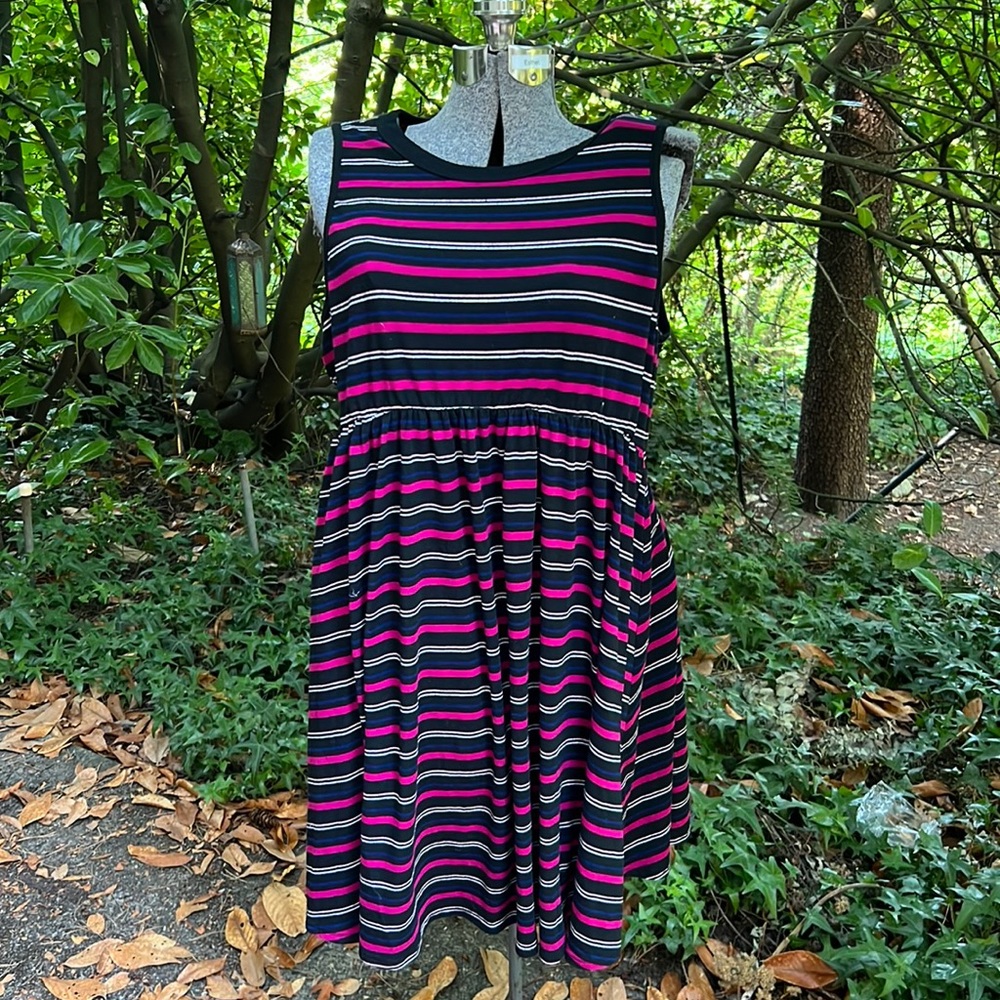 Striped Torrid tank dress with open back detail